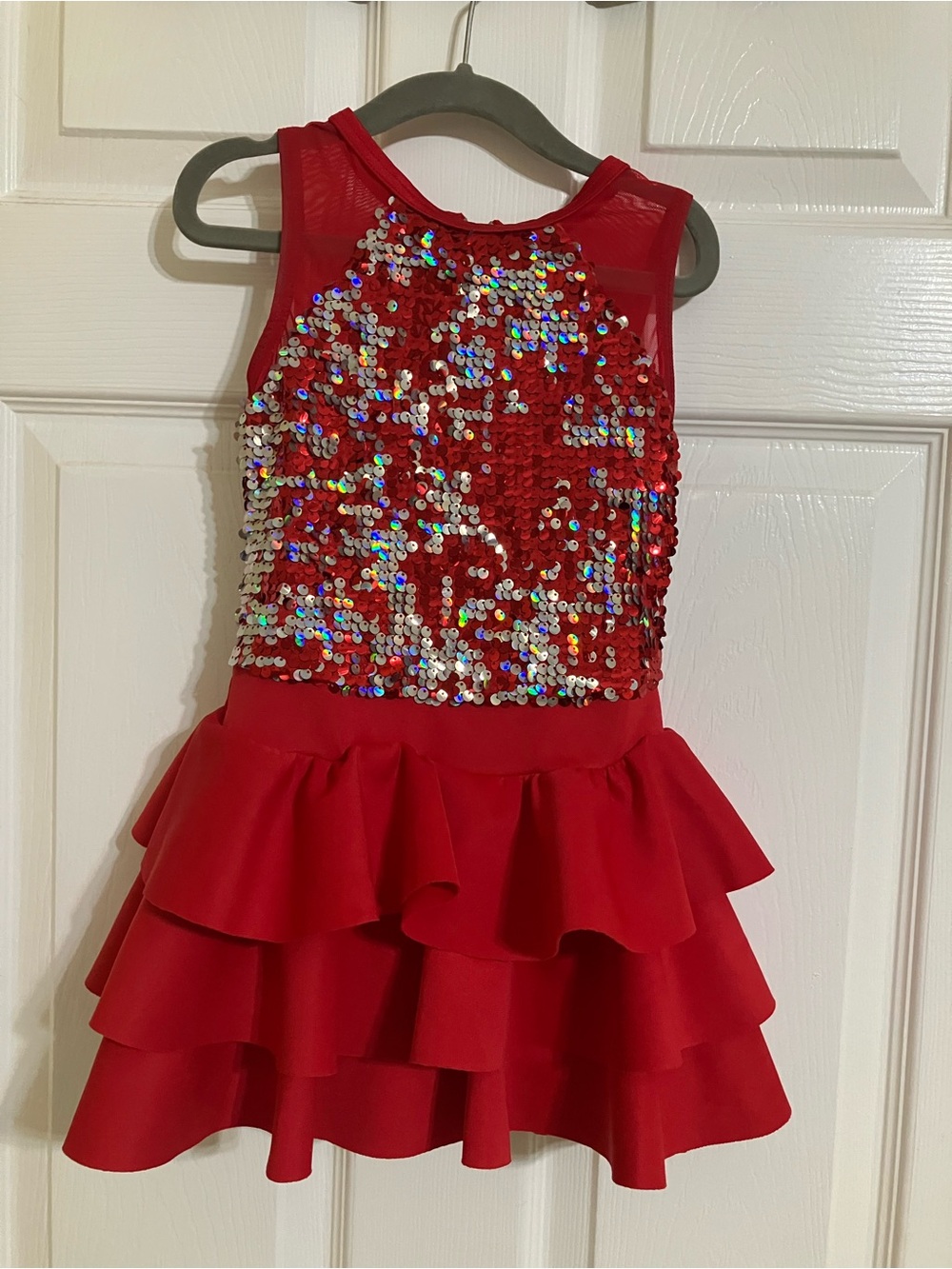 Weissman Girls IC Red Sequin Dance Costume Dress – Ruffle Skirt